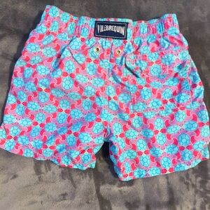Vilebrequin Pink and Aqua Swim Shorts in 6 ans (fits 3-4T)